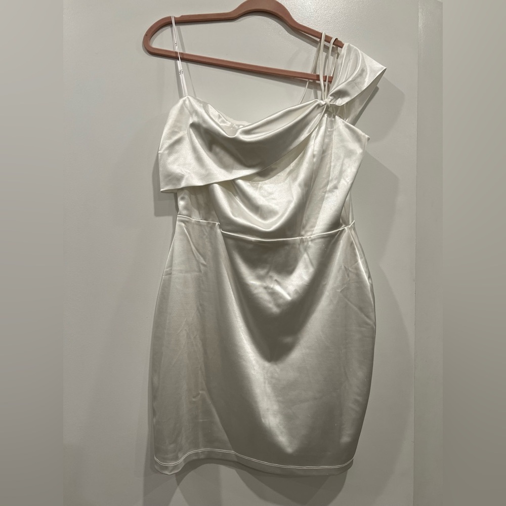 One shoulder Grecian style cocktail dress